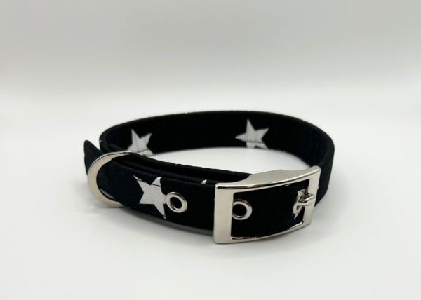 Black With White Stars Dog Collar