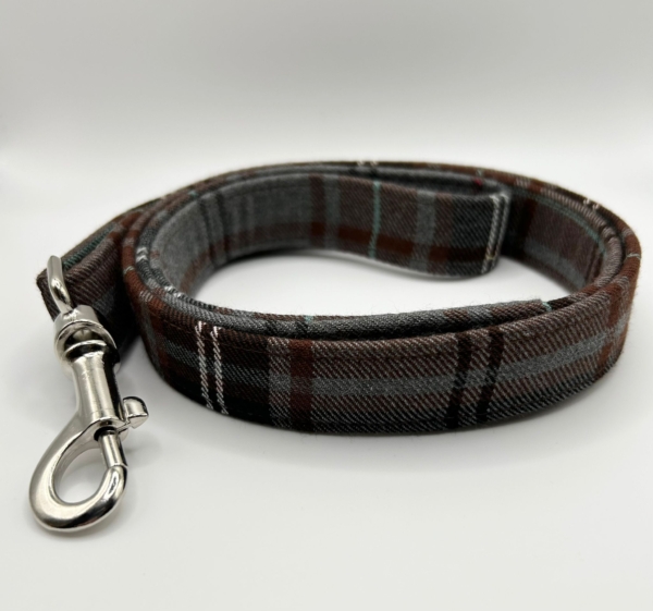 Brown And Grey Tartan Dog Lead