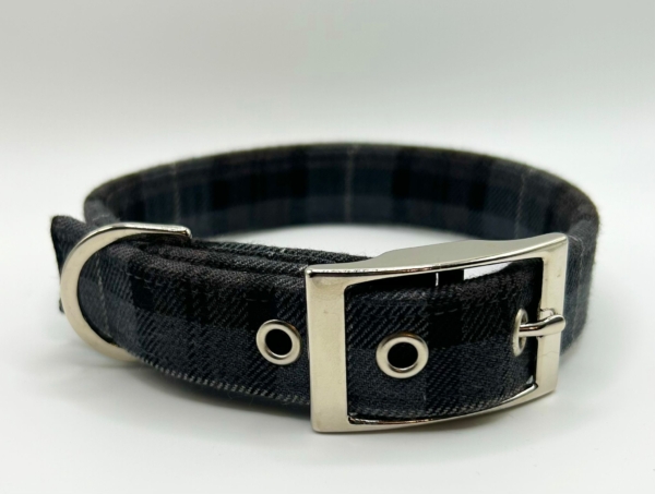 Dark Grey Tartan Dog Collar