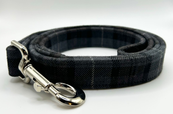 Dark Grey Tartan Dog Lead