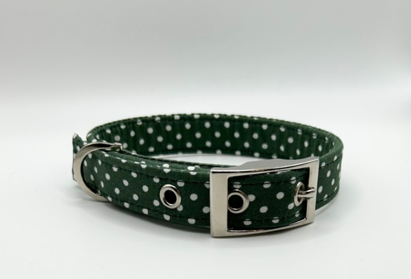 Green With White Spots Dog Collar