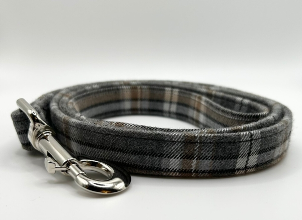 Grey And Beige Tartan Dog Lead