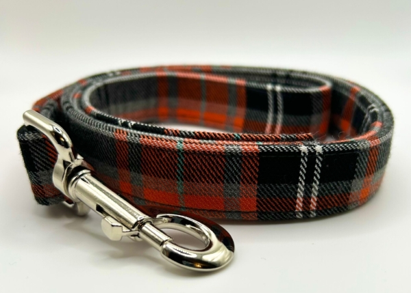 Orange And Grey Tartan Dog Lead