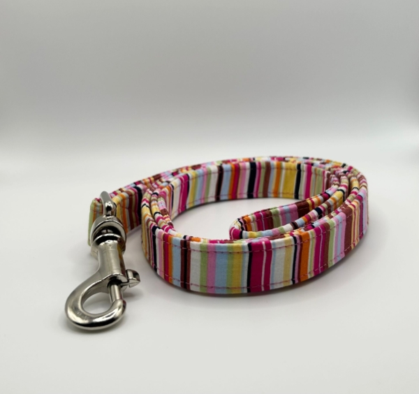 Pink And Yellow Stripe Dog Lead