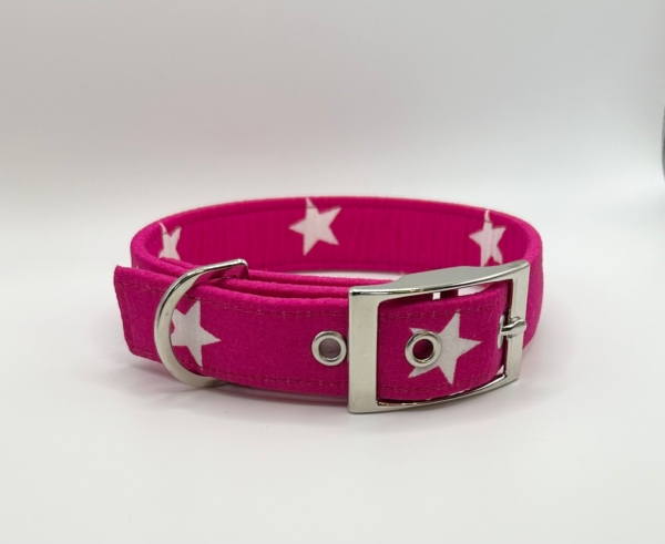 Pink With White Stars Dog Collar