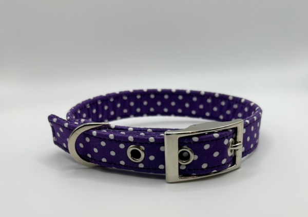 Purple With White Spots Dog Collar