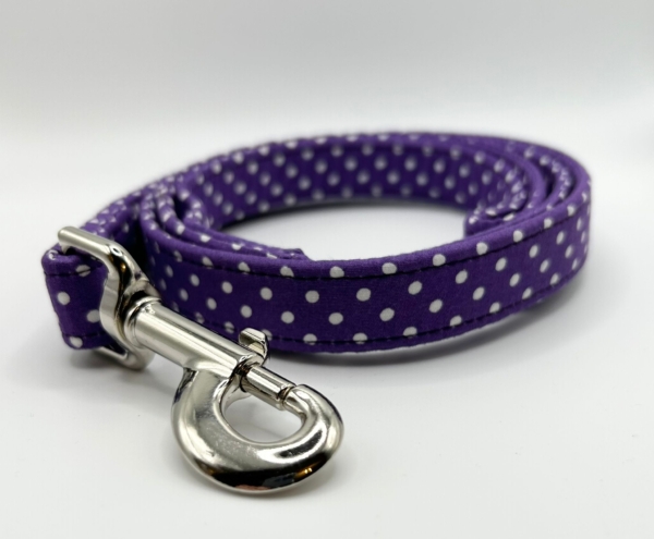 Purple With White Spots Dog Lead