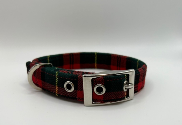 Red And Green Tartan Dog Collar