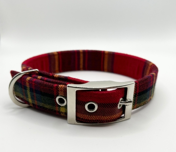 Red, Blue And Yellow Tartan Dog Collar