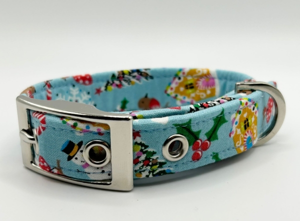 Christmas On Blue Dog Collar